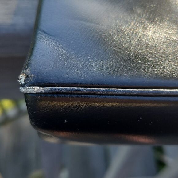 Vintage Black Structured Top Handle Handbag with Satin Interior - Picture 6 of 8